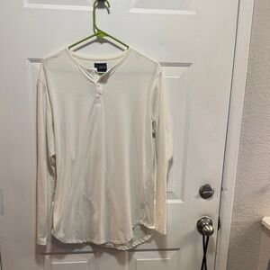 Cuts Elongated Cream Long Sleeve Henley Top
